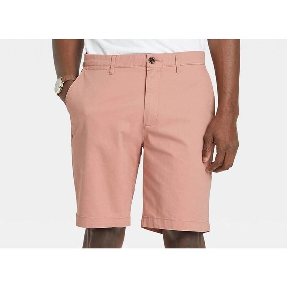 Goodfellow & Co Flat Front Chino Shorts, 7" Inseam, Coral - Size 32 - Picture 1 of 3